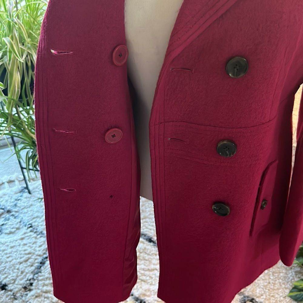 🎊HP🎊 LOFT Fucsha Pink Boiled Wool Pea Coat - Picture 10 of 15